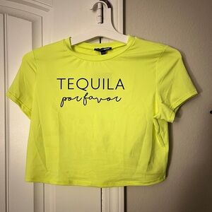 Fashion Nova Tequila Por favor lime green crop top